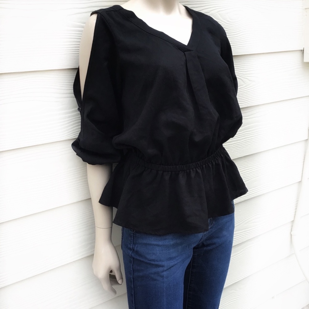 19 Cooper Black Cold-shoulder Fit & Flare Blouse